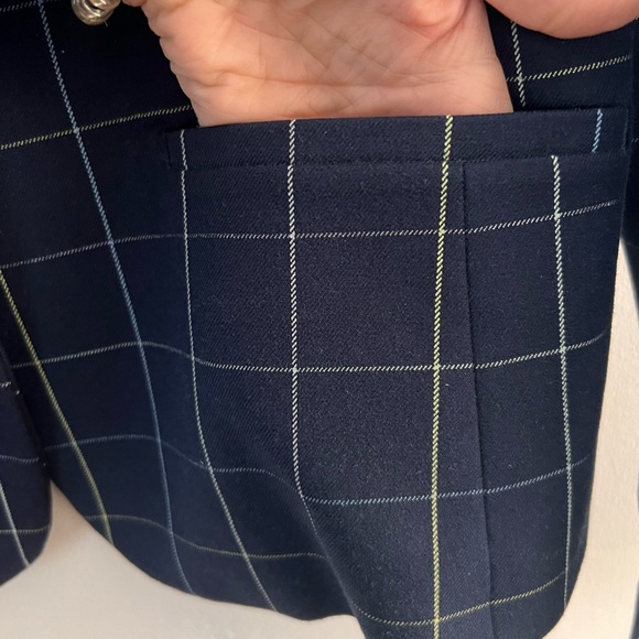 Navy plaid blazer sz4 Banana Republic - Picture 3 of 5